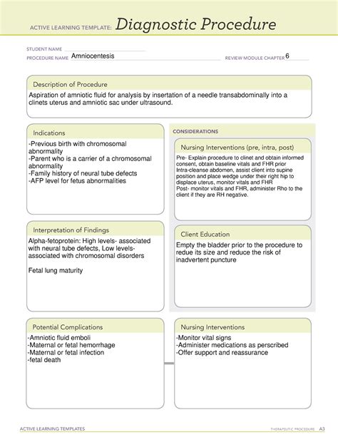 Amniocentesis Diagnostic Procedure Template