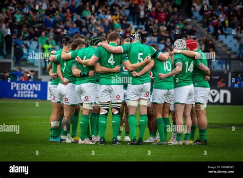 Rome, Italy. 25 Feb 2023. Ireland team. Italy vs Ireland, Six Nations ...