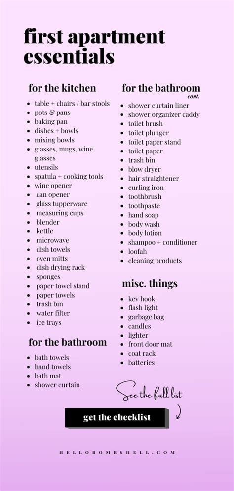 First Apartment Checklist: Everything You Need For Your First Apartment ...