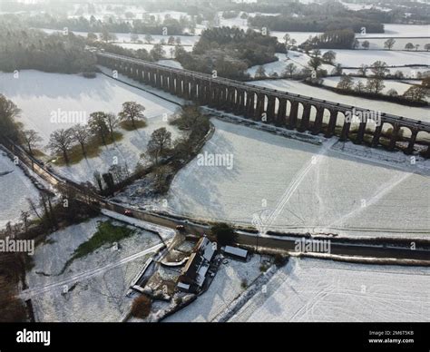 Aerial view of Ouse Valley Viaduct in winter Stock Photo - Alamy