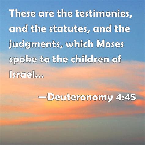 Deuteronomy 4:45 These are the testimonies, and the statutes, and the judgments, which Moses ...