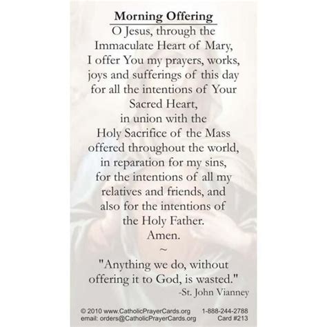 Bulk Prayer Cards : Morning Offering Bulk Catholic Prayer ...