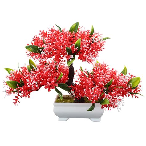 Artificial Flowers Faux Fake Plastic Potted Floral Plants for Balcony Home Office Garden Veranda ...