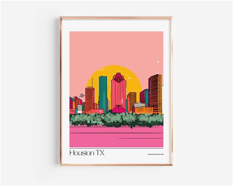 Houston Texas Art Print Digital Download 16x20 Inches - Etsy