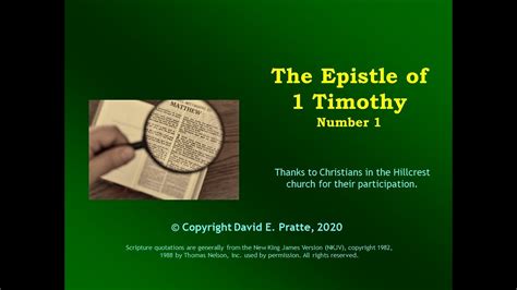 Video Bible Study: 1 Timothy - 01 - YouTube