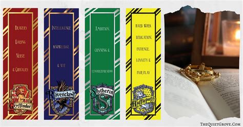 Free Printable Harry Potter Hogwarts Houses Bookmarks (1) ⋆ The Quiet Grove