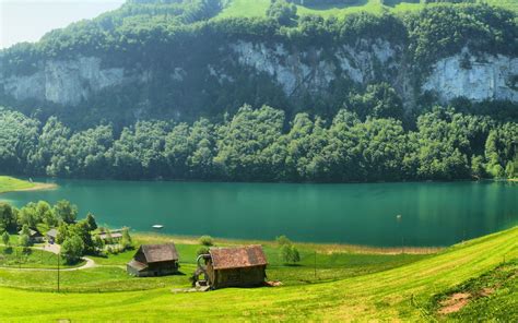 switzerland, Houses, Mountains, Fields, Grass, River, Switzerland Wallpapers HD / Desktop and ...