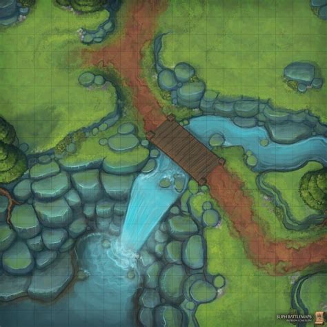 Waterfall Bridge [19x19] : battlemaps | Dungeon maps, Dnd world map, Fantasy map