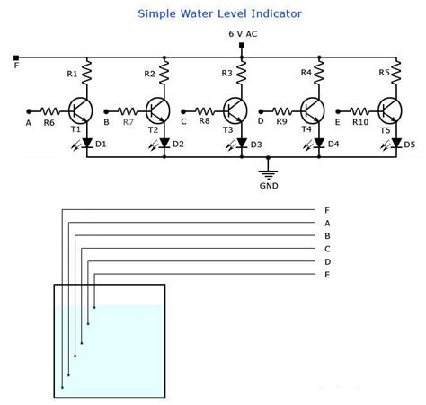 Water Level Indicator using 5 Transistor |simple schematic diagram