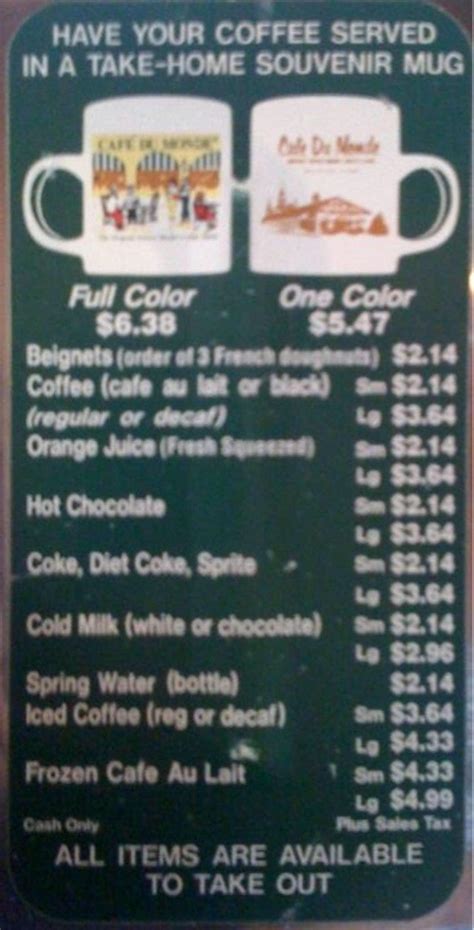 Café Du Monde Menu, Menu for Café Du Monde, French Quarter, New Orleans ...