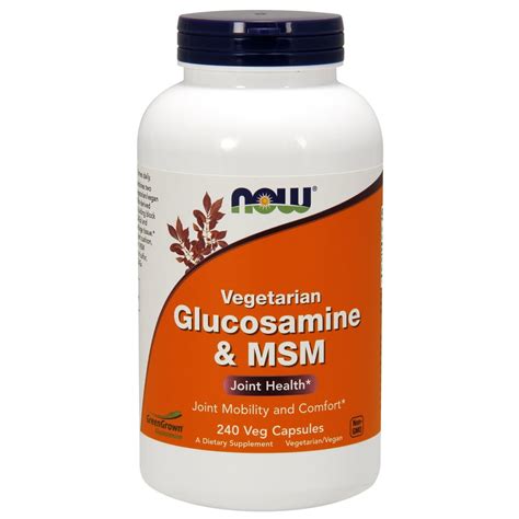 NOW Supplements, Glucosamine & MSM (GreenGrown® Glucosamine), Vegetarian, 240 Veg Capsules ...