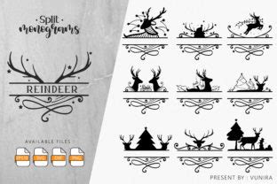 Reindeer | Split Monogram Graphic by Vunira · Creative Fabrica