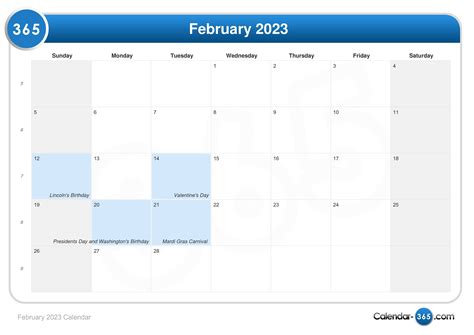 February 2023 Calendar