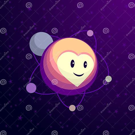 Cute Pluto Planet with a Smiling Face and Heart Shape. Vector Cartoon ...