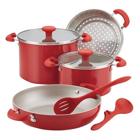 Rachael Ray Get Cooking! Stackable Nonstick Cookware Set, 8-Piece ...