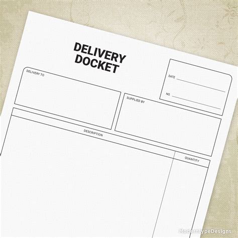 Delivery Docket Printable Form #3