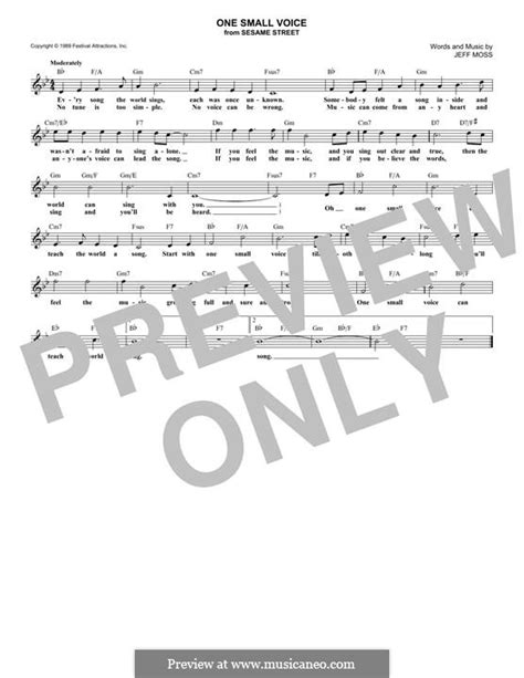 One Small Voice (from Sesame Street) by J. Moss - sheet music on MusicaNeo