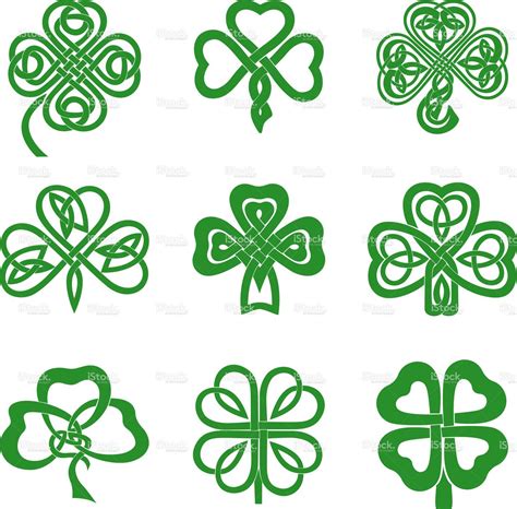 Collection of Celtic Knot Shamrocks including three and four leaf ...