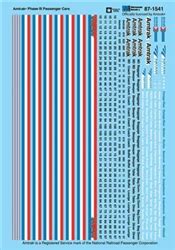 N Railroad Decal Set Amtrak Phase III Passenger Cars Microscale 601541 ...