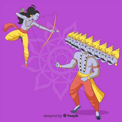 Free Vector | Lord rama and ravana character