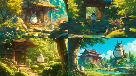 Mystical Totoro Leads Exploration in Tranquil Japanese Temple Garden ...