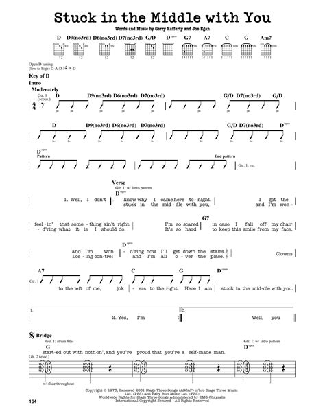 Stuck In The Middle With You by Stealers Wheel - Guitar Lead Sheet - Guitar Instructor