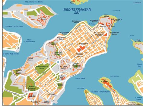 Valletta vector map. Eps Illustrator Map | Vector World Maps