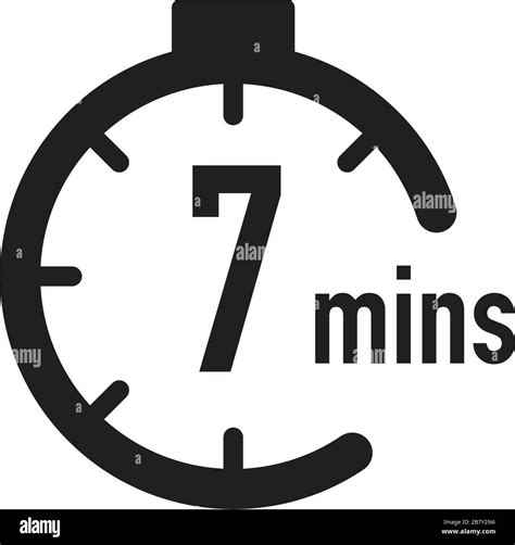 7 minutes timer, stopwatch or countdown icon. Time measure. Chronometr ...