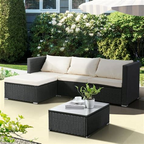 Uenjoy 5PC Wicker Rattan Patio Sofa Set Outdoor Garden Furniture,Black ...