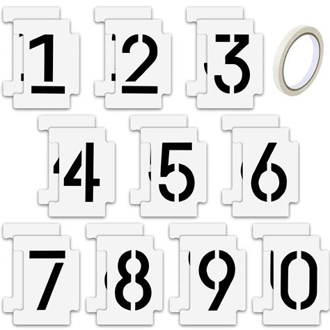 Buy Curb Stencil Kit 0-9 Numbers Stencils Kit 14 Mil Mylar Plastic and 4 Inch Tall Numbers with ...