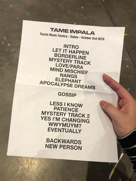 Got a Tame Impala Setlist from the Dallas show tonight!!!!!!! Def such ...