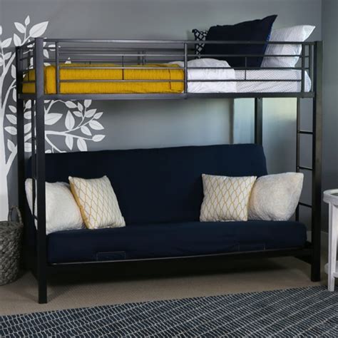 Premium Metal Twin over Futon Bunk Bed - Black | Bunk Beds Bunker