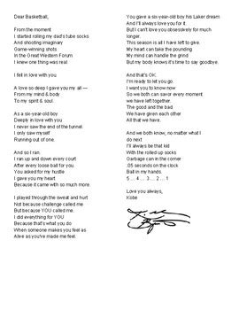 Kobe Bryant's "Dear Basketball": Poem & Film Analysis + Student Poem ...