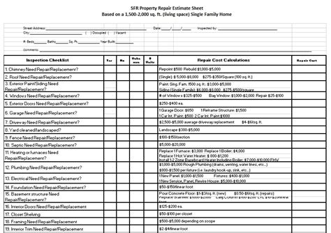 12 Free Sample Home Repair Estimate Templates - Printable Samples