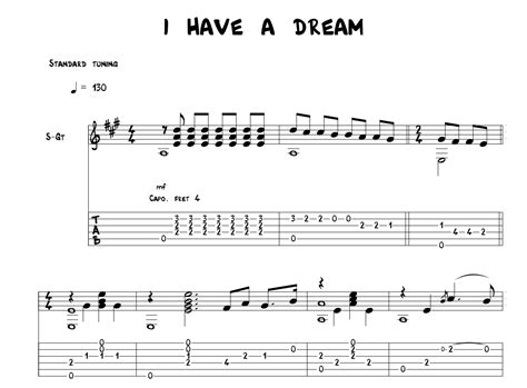 I Have a Dream for guitar. Guitar sheet music and tabs.