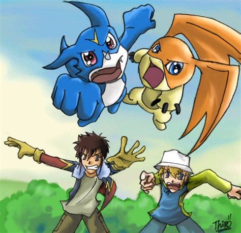 - Davis and TK with Digimon - by thiro on deviantART | Digimon, Fan art, Art