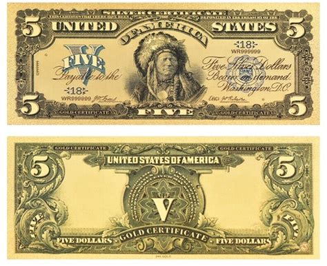 1899 SILVER CERTIFICATE INDIAN CHIEF $5 Rep.*Banknote | eBay