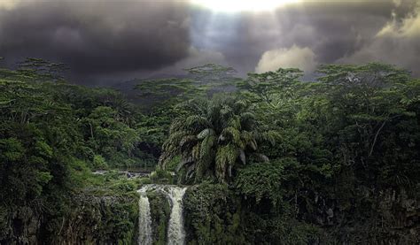 1080P free download | Dark Clouds over Tropical Rainforest Waterfalls ...