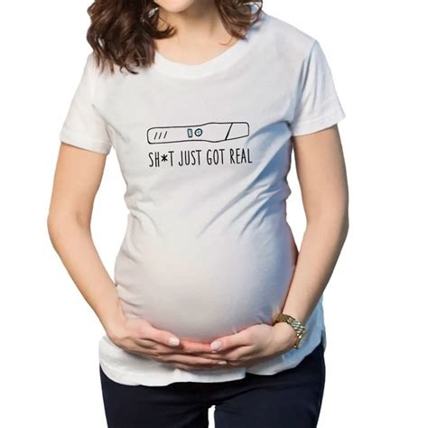 Casual Print funny maternity pregnant T shirts Women Cotton Cute ...