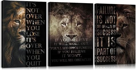 Amazon.com: Mistyefly 3 Pieces Lion Motivational Poster Lion Wall Art ...