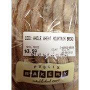 Publix Bakery 100% Whole Wheat Mountain Bread: Calories, Nutrition ...