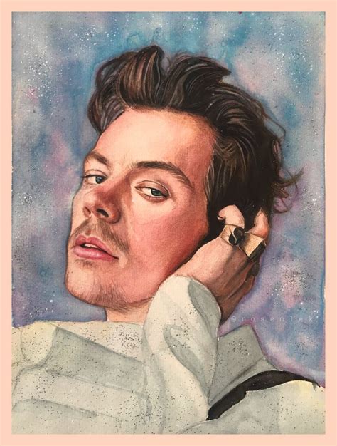 Harry Styles watercolor painting | Ideias criativas de pintura, Desenho ...