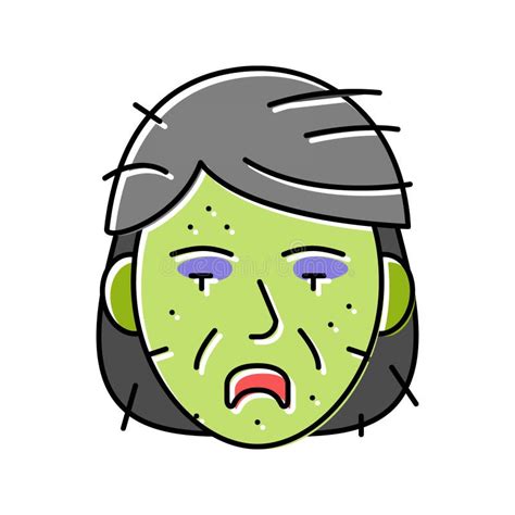 Zombie Scary Color Icon Vector Illustration Stock Vector - Illustration ...