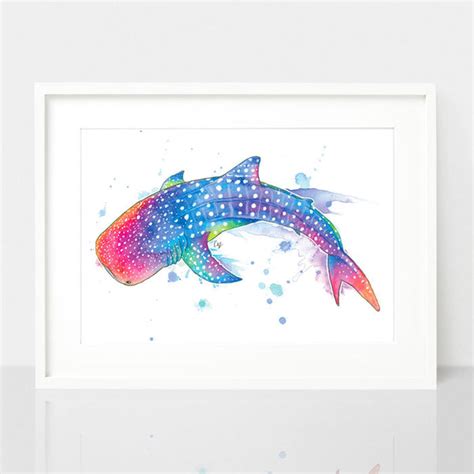 Whale Shark Art Print - Coastal Hamptons Nautical Decor – Earthdrawn Studio