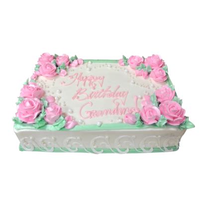 Customize Online Your Birthday Cake with Pink Roses on White