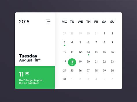 Calendar Widget by Webjoy on Dribbble