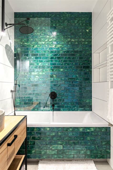 CEG SAMPLE SET Green Brick Tiles 5pcs. - Etsy | Green tile bathroom ...