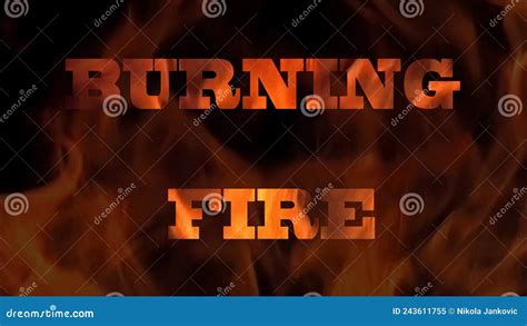 Burning Fire Text on Black Fire Background Stock Illustration - Illustration of animation, video ...