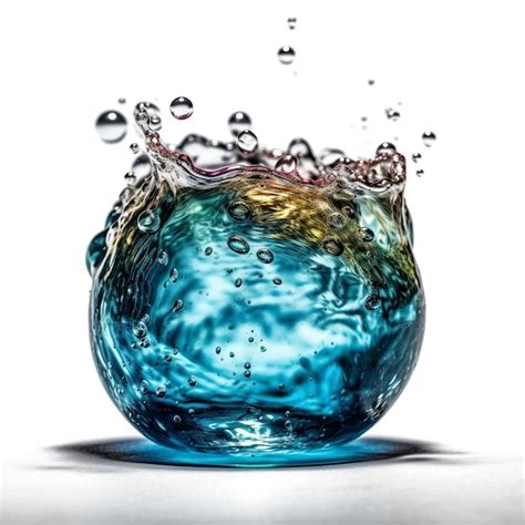 Premium AI Image | A blue and yellow bowl with water splashing up