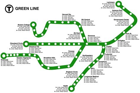 Boston Seating Chart Green Line Wedding Seating Chart